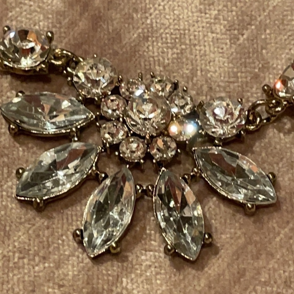5 Flower Rhinestone Necklace Cara Couture 13-17”